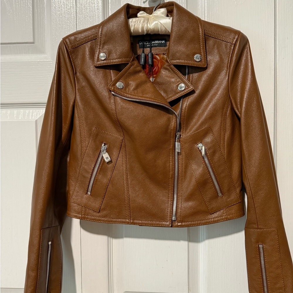 Dolce & Gabbana Tan Leather Jacket